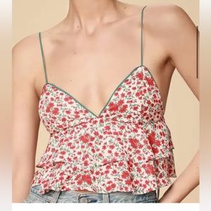 Marlee white floral print ruffle crop top